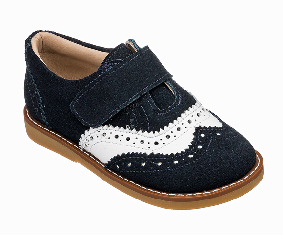 Spring 2023 Elephantito Jaime suede wingtip in classic navy and white.